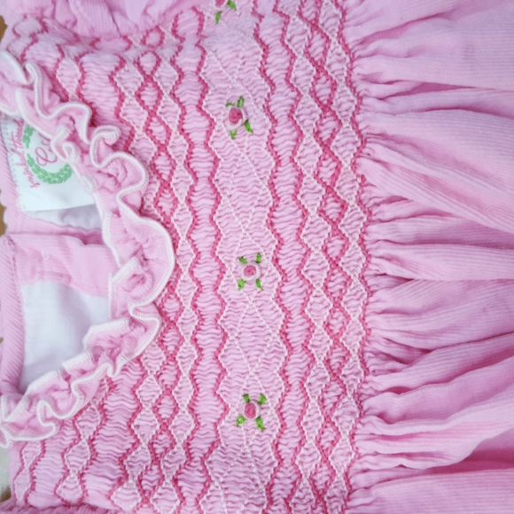 Smocked threads Cecil & Lou baby infant girls pink smocked dress Size 9 months - Picture 6 of 10